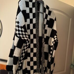 Black checkered cardigan